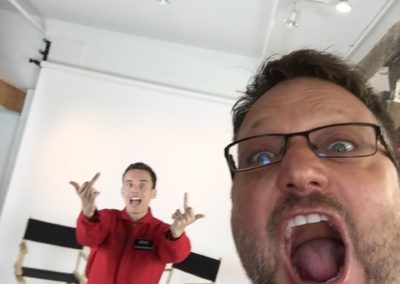 Steve Blum and Logic front facing Interview white background