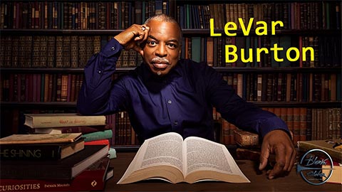 Banner image of actor LeVar Burton in a library