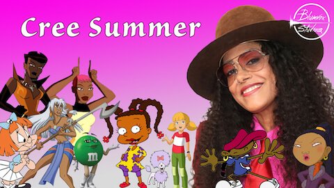Banner of voice actor Cree Summer with characters