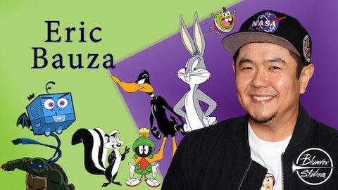 Banner of voice actor Eric Bauza with characters
