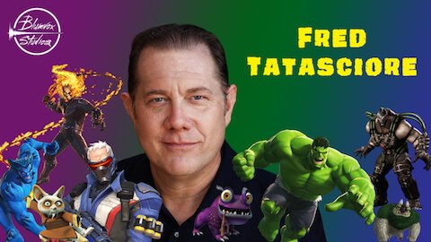 Banner of voice actor Fred Tatasciore with characters