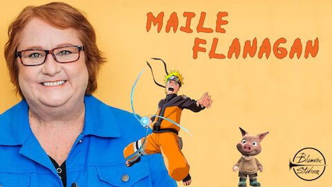Banner of voice actor Maile Flanagan with characters
