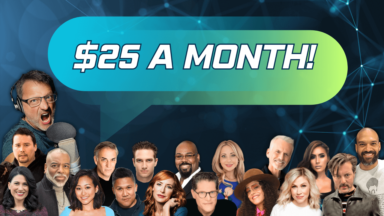 Steve Blum Voiceover Teacher - Smiling at Mic during an interview with Steve Maguire