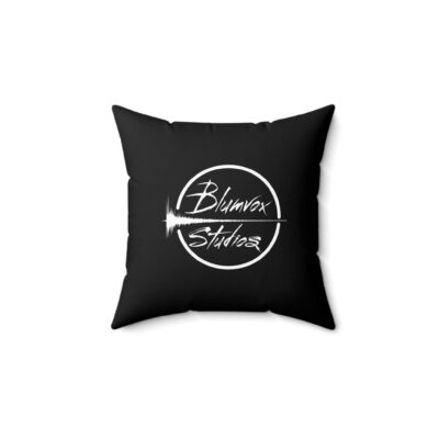 Black Unleash Your Voice Pillow back view of the Blumvox Studios logo