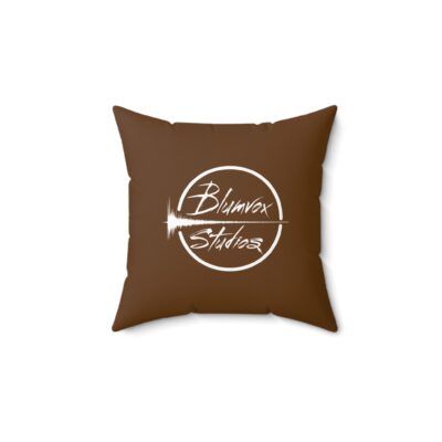 Brown Unleash Your Voice Pillow back view of Blumvox Studios logo