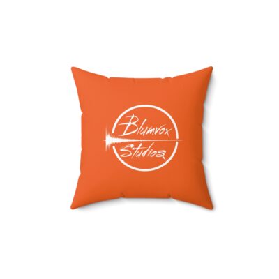 Orange Unleash Your Voice Pillow back view of the Blumvox Studios logo